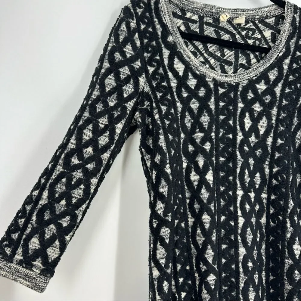 MOTH Anthropologie Black Chain Stitch Pattern Sweater Dress Sz XS - Picture 8 of 8